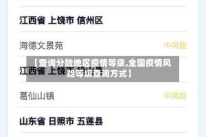 【查询分险地区疫情等级,全国疫情风险等级查询方式】